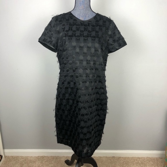 Banana Republic Fringe Dot Shift Dress Black 12 - Picture 3 of 6